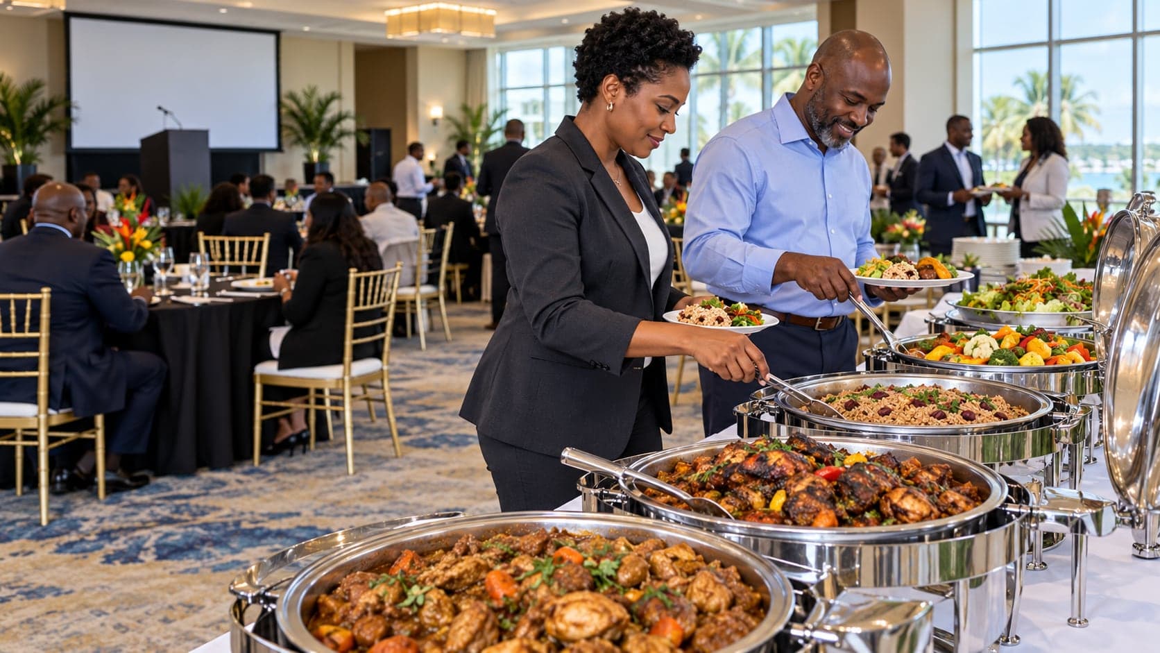 Island flavours at a Grand Cayman conference buffet