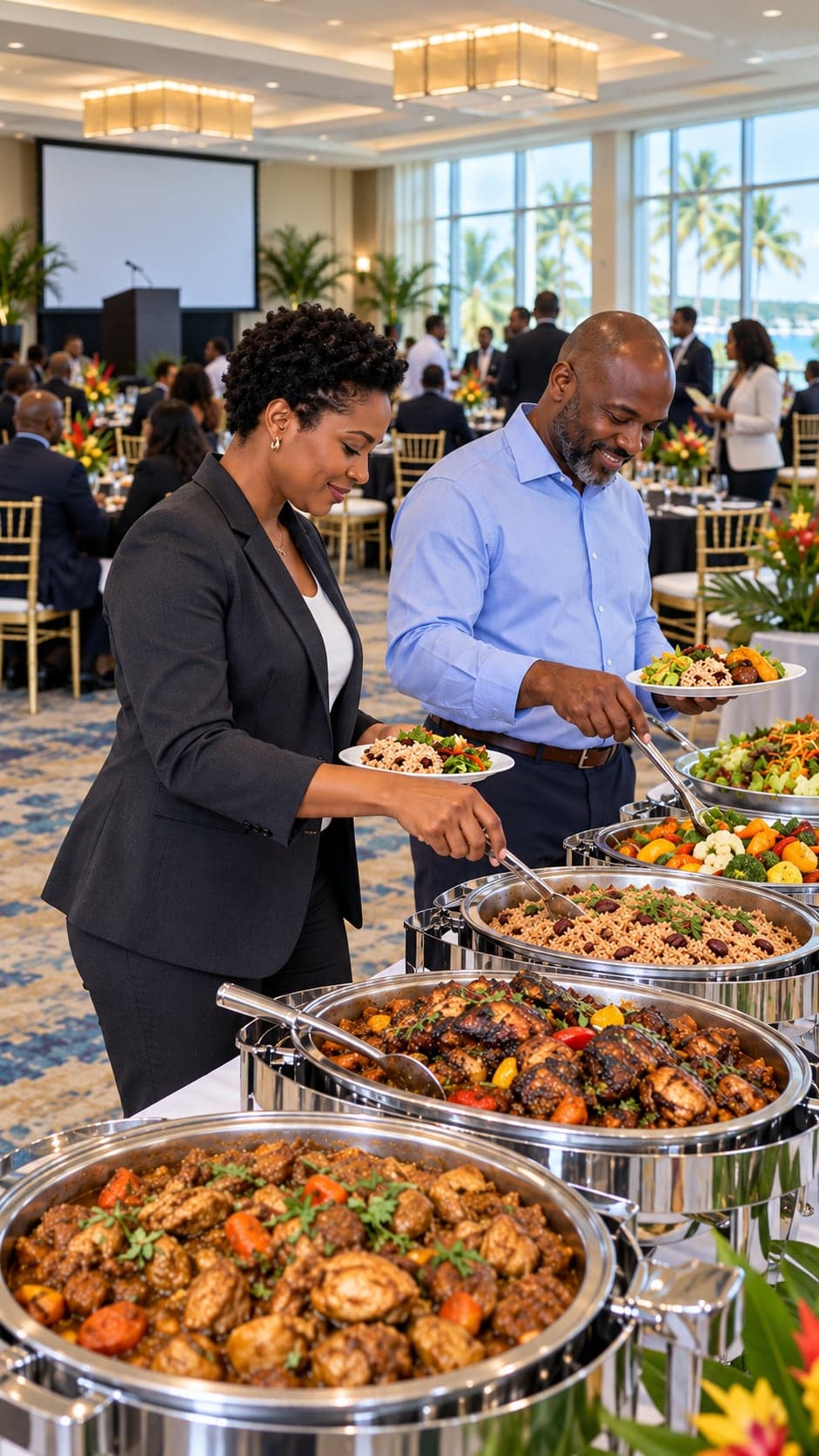Caribbean conference buffet lunch for a Grand Cayman corporate event